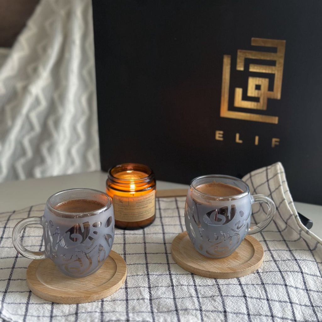 طقم قهوة حروف أزرق