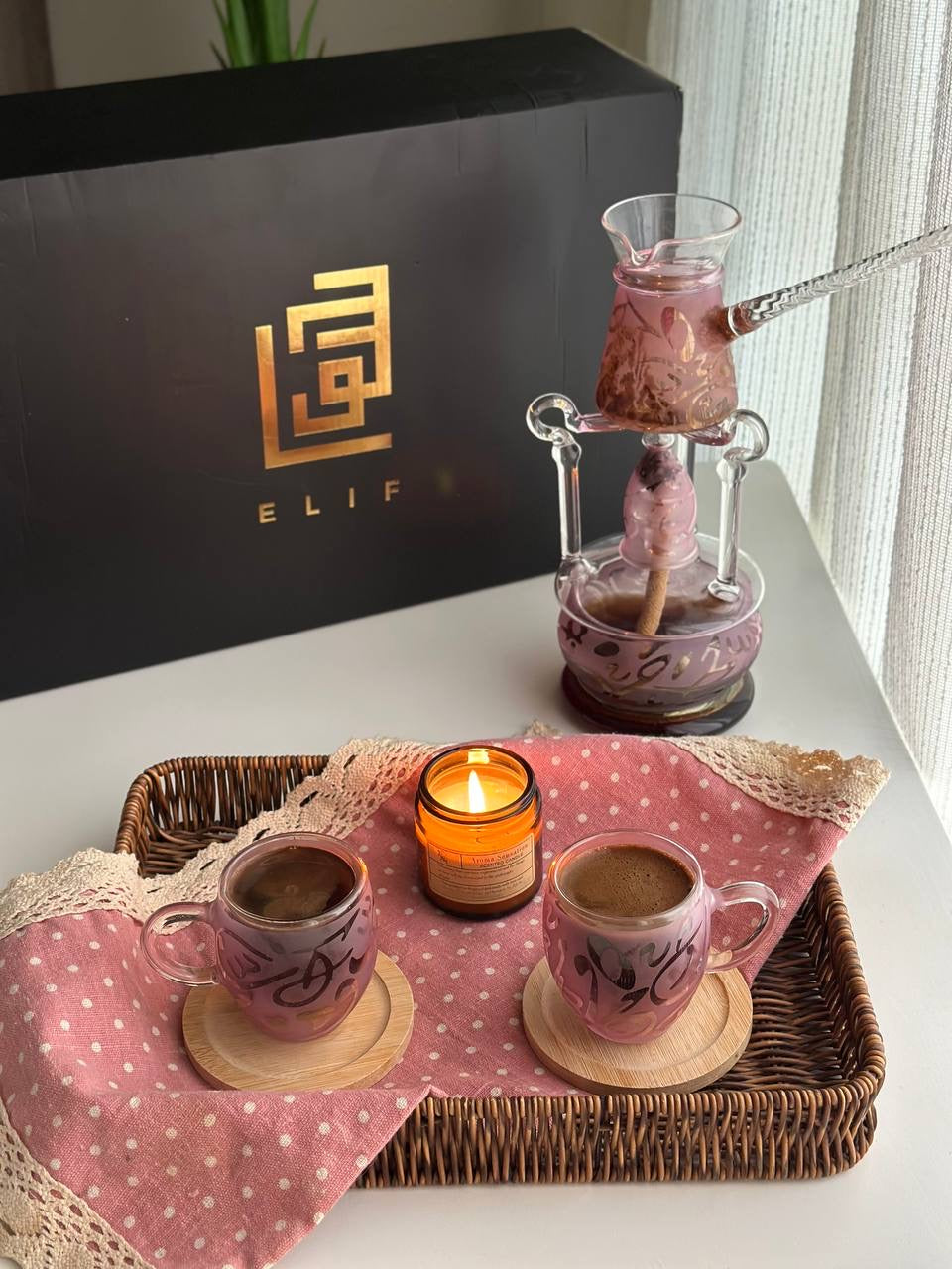 طقم قهوة حروف روز