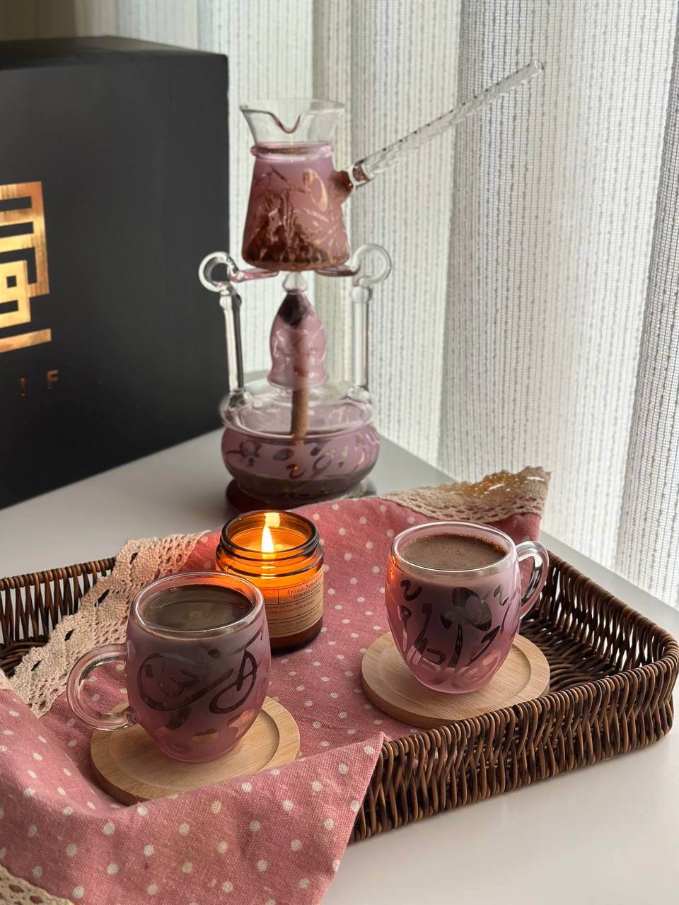 طقم قهوة حروف روز