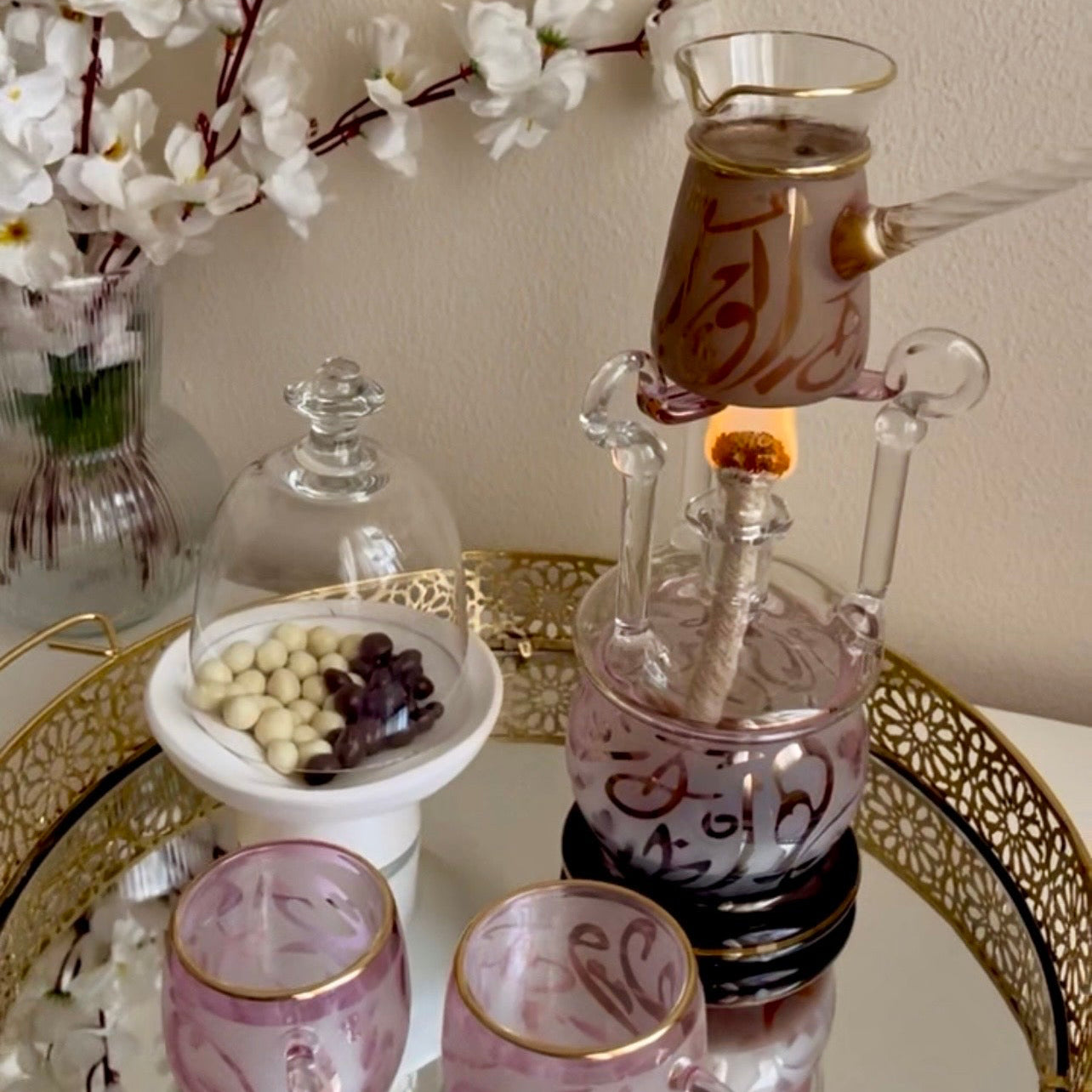 طقم قهوة بايركس مُذهب