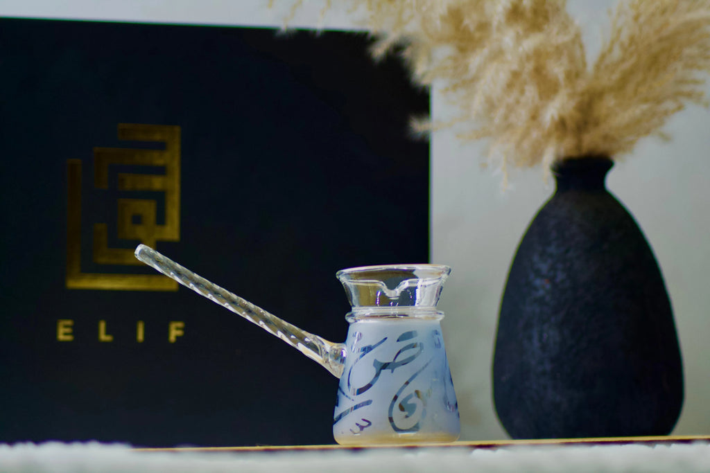 طقم قهوة حروف أزرق