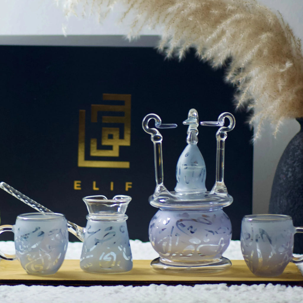 طقم قهوة حروف أزرق